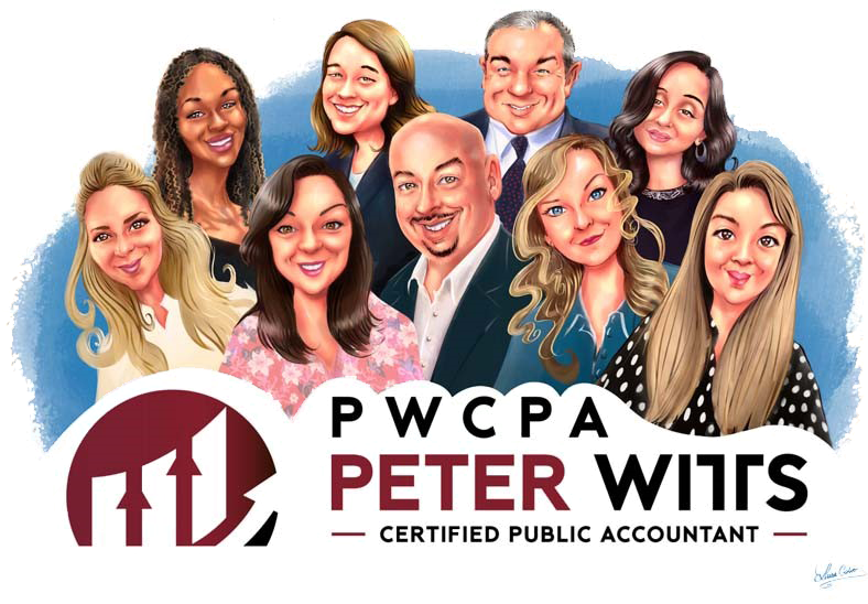 A3 Group Caricature, Peter Witts Accounting Team